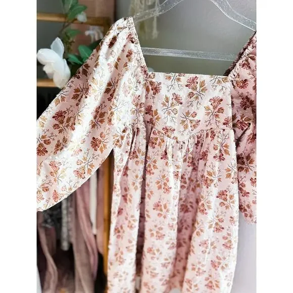 Rylee + Cru Blush Fields & Golden Meadowlight storybook heirloom floral dress